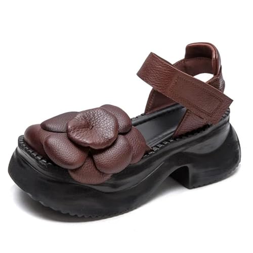 Women's Genuine Leather Flats - 7cm Mary Jane Hook Summer Platform Wedge Comfy2