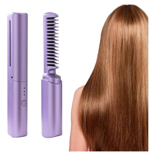Mini Piastra Capelli Ricaricabile, Spazzola Lisciante Senza Fili, Portatile con Ioni Negativi, Pettine Riscaldante per Capelli da Viaggio Uomo e Donna | MINIGLAM