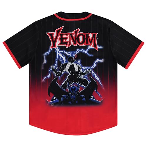 Camiseta de béisbol Marvel Venom para hombre con malla - Eddie Brock, Flash Thompson, Mac Gargan - Camiseta de béisbol con botones y malla miniatura 2