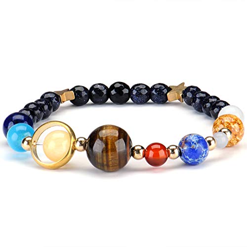 Galaxy Solar System Bracciale con perline di pietra Universo Nove Pianeti Star Elastico Energy Beads Bracciali unisex Bracciali