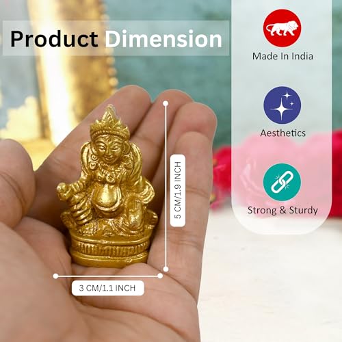 Image of CraftHut Brass Kubera Idol (1.9 in) - Divine Lord of Wealth for Prosperity, Vastu & Pooja Room | Elegant Statue for Temple Decor, Office & Gifting Purpose