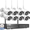 Hiseeu Wireless Pro WiFi Security Camera System, 16CH 4K NVR Kit, 8Pcs 5MP CCTV Home Security Camera System for Indoor/Outdoor Use, Night Vision, Waterproof, Motion Detection, 3TB Hard Drive