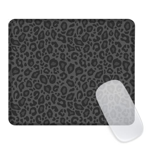 Ksriylm Tapis de Souris,Tapis De Souris Carré LéOpard Mignon Mousepad De Personnalité avec Base en Caoutchouc ImperméAble Et AntidéRapante Mousepad pour Bureau,Travail,Ordinateur,Maison,Noir
