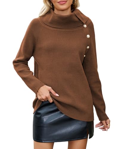 ZAFUL Sweaters for Women 2025 Trendy Versatile Neckline Button Turtleneck+Off The Shoulder Tunic Sweater Top