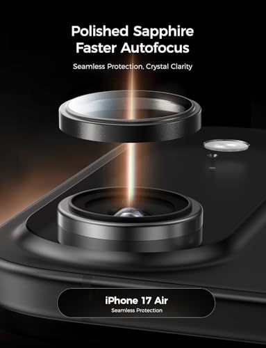 Image of MAGIC JOHN for iPhone Air Camera Lens Protector [Alignment Kit&1:1 Invisible Fit] 9H Aerospace Tempered Glass, Ultra HD, Metal Individual Ring，Case Friendly, Set of 2,Clear