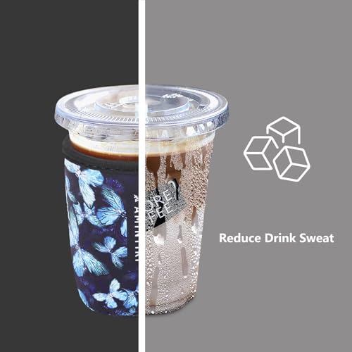 Image of 3 Pack Reusable Sleeve for Iced Coffee Cup, Coffee Neoprene Sleeve for Iced&Hot Drinks, Coffee Sleeve Compatible with Starbucks, Dunkin Coffee Cup. (Dream Butterfly)