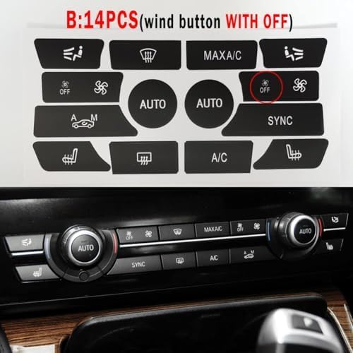 Car Air Conditioning Dash Button Sticker for BMW 5 Series 7 Series X5 X6 F10 F01 F15,Radio Dash Buttons Decal Replacement Stickers Auto Interior Accessories