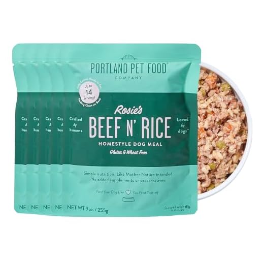 Portland Pet Food Company Fresh Dog Food Pouches - Human-Grade Toppers Wet Pet Meal & Mixers - Small & Large Breed Puppy & Senior Dogs - Gluten-Free, Limited Ingredient Rosie’s Beef N' Rice - 5 Pack