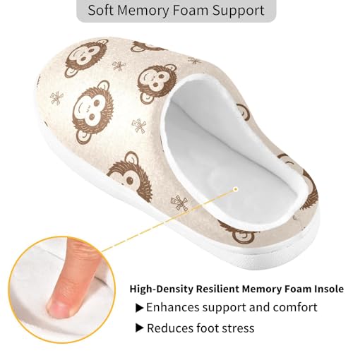 Soft Cute Monkey Yellow House Slippers for Woman Men,Fuzzy Slippers Cozy Memory Foam House Shoes Gifts for Women Men Size 14/15 23013203