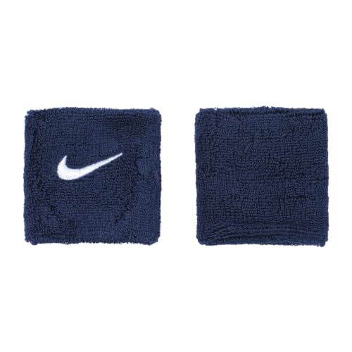 Nike Swoosh Classic Wristbands 2er Pack Schweißbänder Tennis Fitness Running Handgelenkbänder Sport, College Navy/White, One Size – Ansicht 2
