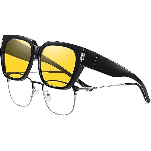 HAOLOTA Night Vision Driving Glasses Fit Over Glasses