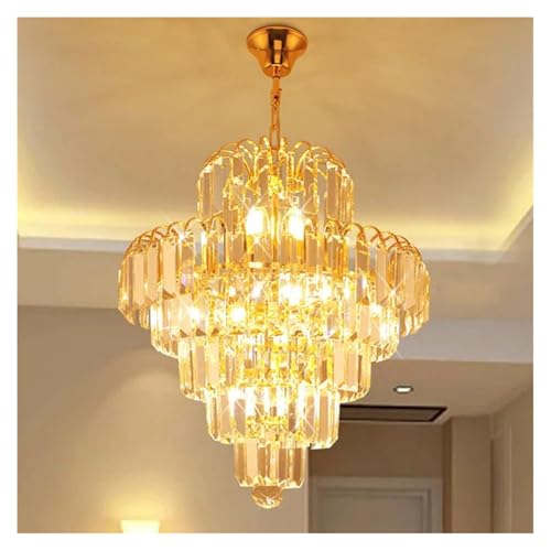 Lustre moderne à LED en cristal réglable petit format pour chambre et couloir