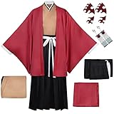 TMSREBU Tsugikuni Yoriichi Cosplay Costume Red Robe Kimono for Anime Fans (Tsugikuni Yoriichi, XL)