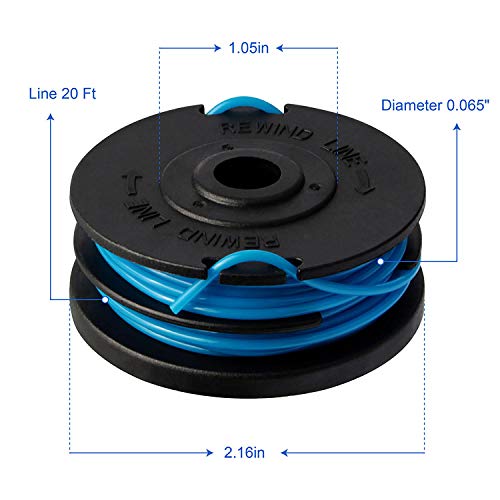 Thten 2900719 Trimmer Spool Line Replacement For Greenworks 20Ft 0.065 Inch 2101602 2101602A Stba40B210, 2101602, St40B410, Bst4000 Dual Line String Trimmers+3410468 Cap Covers Parts #TOP1