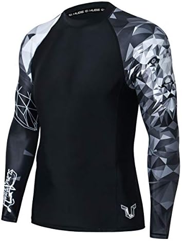HUGE SPORTS Wildling Series UV Protection Quick Dry Compression Rash Guard (Lion,L)