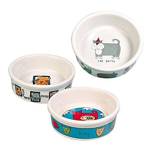 Trixie 4 miski ceramiczne Cat 0,2 l Ø 11 cm, białe, różne wzory