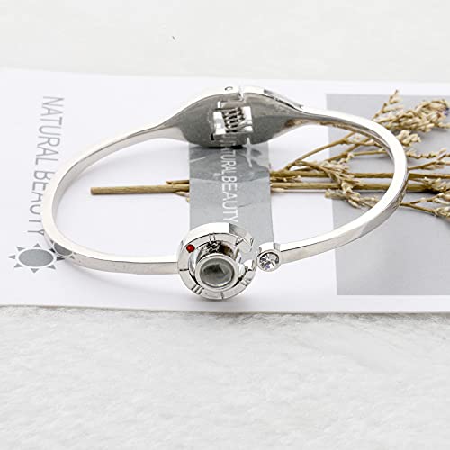 MYOSPARK I Love You 100 Languages Projective Bangle Bracelet The Memory of Love Gift For Couple Family Best Friends2