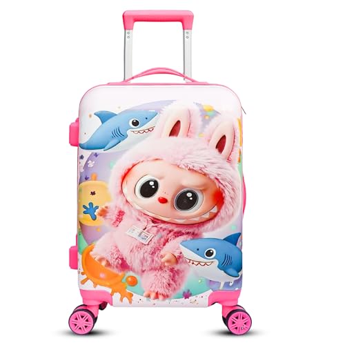 Image of ADSON Abs Kids Trolley 360 Rotating Luggage 360 Degree Wheels Cartoon Non-Breakable 20 Inch Kids Hardsided Suitcase with 4 Wheels, 360 Degree Wheel Travel Trolley Bag (Light Pink)