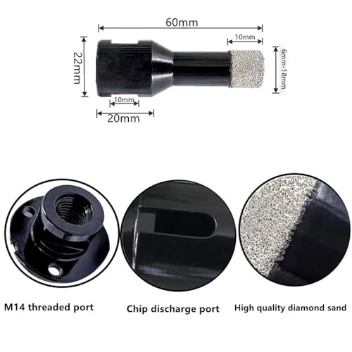 Brocas para taladro seco de diamante, conjunto 12mm miniatura 5