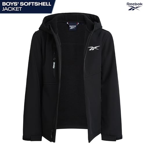 Image of Reebok Boys Softshell Jacket, Sherpa Fleece Lined Hooded Windbreaker