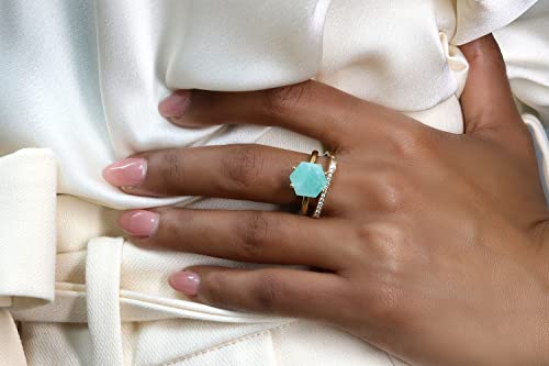 Bague en amazonite ajustable sans nickel faite à la main - 2