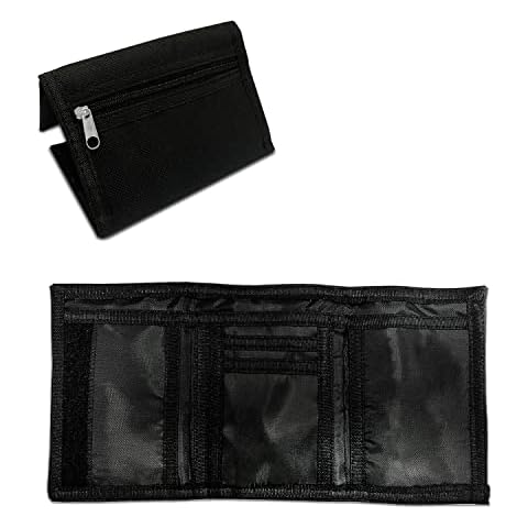 Universal One Piece Wallet, Oxford Cloth Padded Wallet, Zipper Folding Wallet for Men and Women (Black) Cover