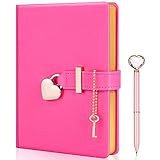 Heart Shaped Lock Diary with Key&Heart Diamond Pen,PU Leather,Personal Organizers Planner Journal...
