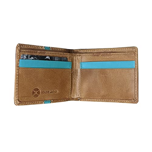 Image of HOOEY Bi-Fold Leather Men's Wallet (Aztec - Turquoise)