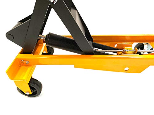Mesa Elevadora de Tijera Manual. Capacidad 500kg a 1000mm de elevación, Dimensiones de la Base 1000x510mm. Muy Robusta y con Ruedas