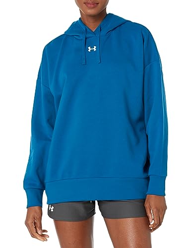 Under Armour womens Rival Fleece Oversized Hoodie, (426) Varsity Blue / / White, Large