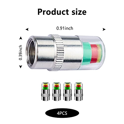 image for Aokdom Universal Tire Pressure Monitor Valve Stem Caps-3 Colors Alarm 