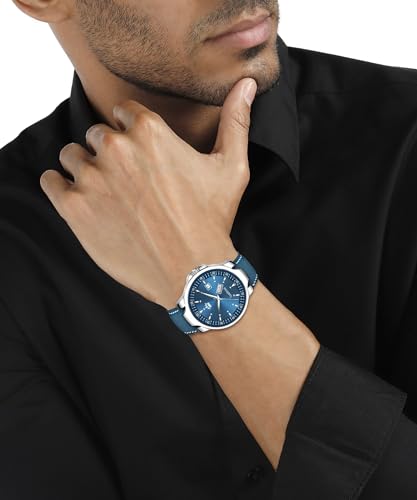 Image of LIMESTONE Men's Analog Quartz Watch with Day & Date Display, Leather /Silicone Strap - Casual & Formal Wrist Watch for Men