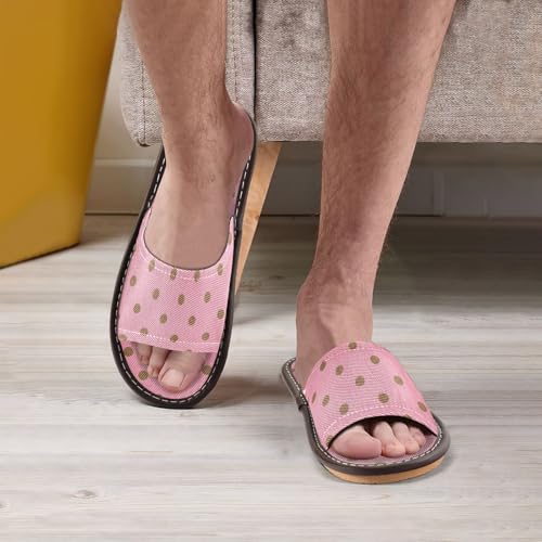 Polka Dots Bright Pink Mid Century Modern Breathable Cozy Home Beach Non Slip Sandals Bathroom4