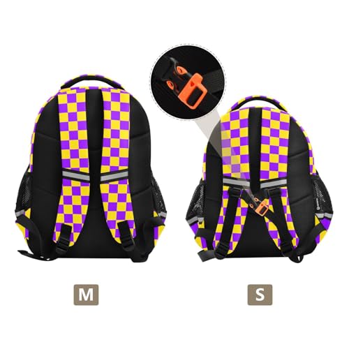 Yellow and Purple Buffalo Checkered Toddler Backpack for Prechool Boys Girls 3-8 Years Mini Bookbag S3