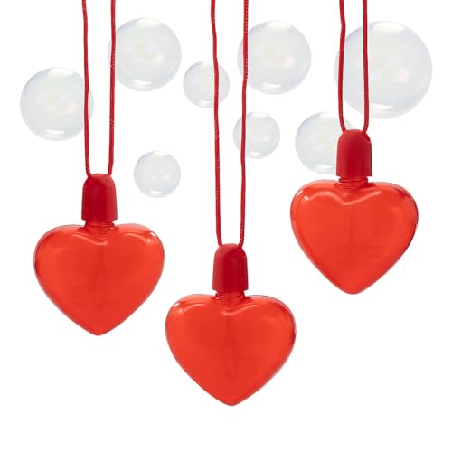 Fun Express 2 3/4" Valentine’s Day Heart Shaped Bubble Bottle Necklaces - 12 Pieces