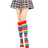 Rainbow Socks Pride Knee Cotton Socks High Stockings Colorful Novelty Crazy Knee High Socks for Women Men and Kids