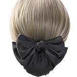 LIKENNY シニヨンネット バレッタ ネット付き シニヨン バレッタ おだんご ネット おだんご ヘアアクセ ヘッドアクセ ヘアアクセサリー 就活 オフィス 冠婚葬祭 お葬式 髪留め (ブラック)