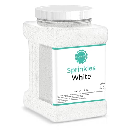 Image of O'Creme White Sprinkles for Cake Decorating, 2.2 lb | Kosher Pastel Sprinkles for Cupcakes, Cookies, Cakes, Ice Cream