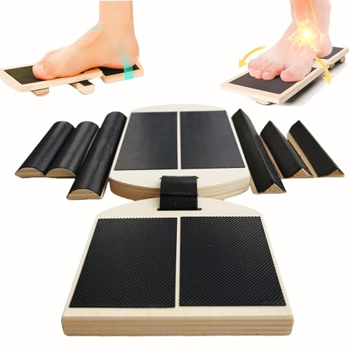 DUICIRX Ankle Foot Strengthener Exerciser for Sprained, Single Leg Balance Board for Stability Training, Posture Corrector, Home Gym Fitness Equipment (Wood, Single foot)