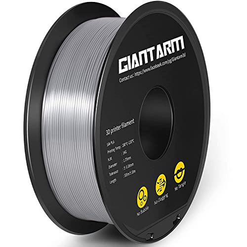 GIANTARM PLA filament 1.75mm,3D Drucker printer Filament 335M/Rolle 1kg,Vakuumverpackt gut gewickeltes ohne Warping filament,Silk Silber