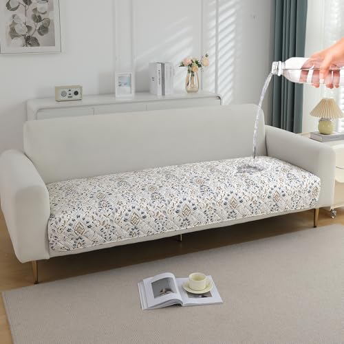 Image of HOKIPO Printed Waterproof + Anti-Slip + Quick Dry Sofa Seat Mats, Damask White - Length 110cm (AR-5230-P9)