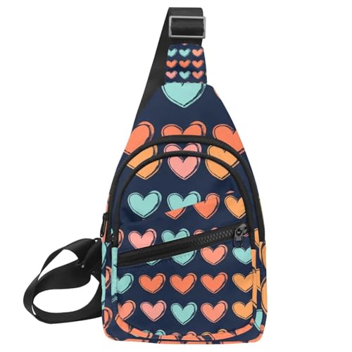 Riñonera cruzada multicolor de corazón para running y senderismo