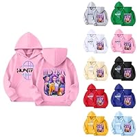 Générique Sweats à Capuche Fille Garçon D-Demon H-Hunters Merch Kpop Sweatshirt Imprimés Huntr/X Pull à Manches Longues Kpop Witch Hauts Hoodie (A-3-Pink, 11-12 Years)