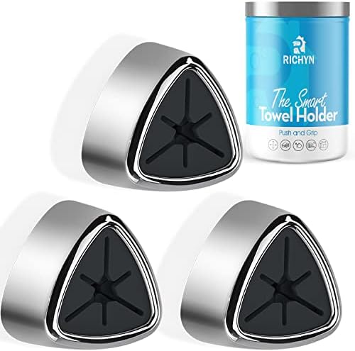 Adhesive Kitchen Towel Holders That Really Work - 3-Pack Bathroom Towel Holders which Hold Up Towels - for Kitchen Bathroom Home Storage Better Alternative to Towel Hooks- Kitchen Towel Hooks Black