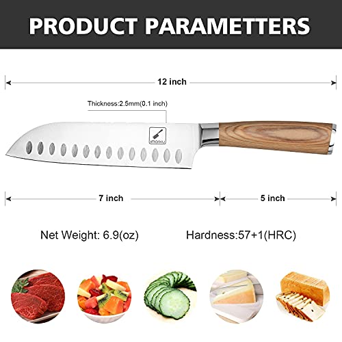 Imarku Santoku Knife 7 Inch Kitchen Knife Ultra Sharp Asian Knife Japanese Chef Knife - German Hc Stainless Steel 7Cr17Mov - Ergonomic Pakkawood Handle, Best Choice For Home Kitchen (Gold) #TOP4