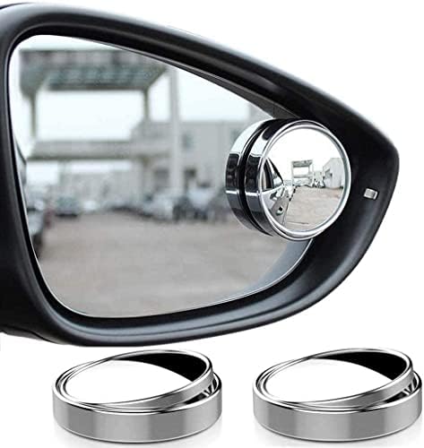 2 Pieces Blind Spot Mirrors, BetterJonny 5cm Round HD Glass Convex Rear View Mirror 360° Rotate Wide Angle Rear View Mirror Adjustable Automotive Stick-on Side Mirrors for Universal Cars