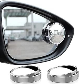 2 Pieces Blind Spot Mirrors, BetterJonny 5cm Round HD Glass Convex Rear View Mirror 360° Rotate Wide Angle Rear View Mirror Adjustable Automotive Stick-on Side Mirrors for Universal Cars