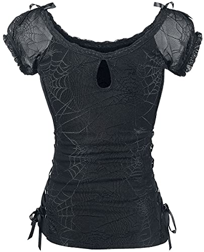 Banned Alternative Spider Mujer Camiseta Negro XL 90% Nylon, 10% elastán Spitzendetails Estrechos