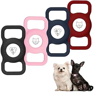 ORIA [4 Pack] Pet Silicone Protective Case for Air Tag, Anti-Lost GPS Tracker Loop Case Compatible with Apple Air Tag, Use with Dog Collar Cat Loop Holder Pet Accessories