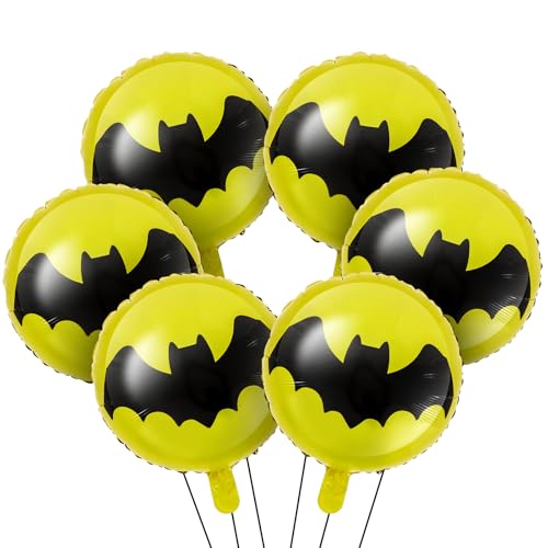 Soulchen 6 Pcs 18 Bat Themed Birthday Party Balloon Cartoon Characters Themed Party Decor Foil Large Bat Balloons for Cartoon Carnival Theme Birthday Decorations